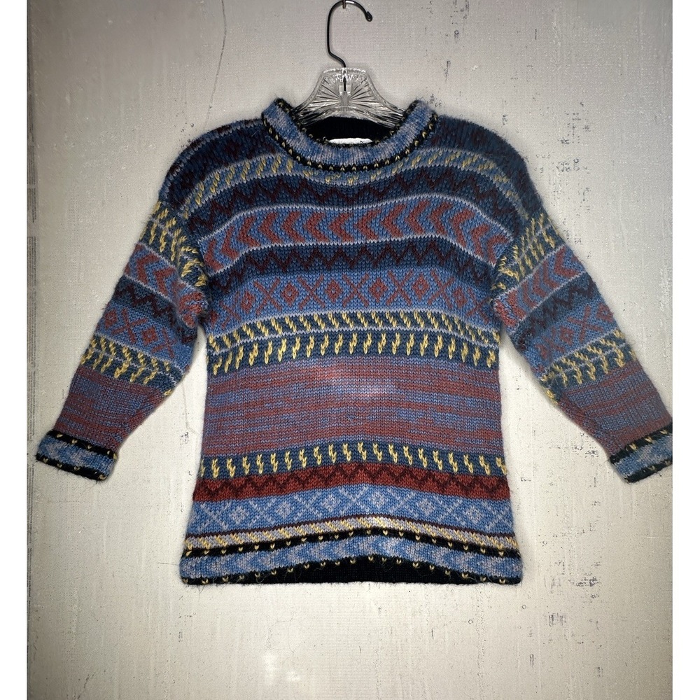 Caamano Limited Edition Peru 100% Alpaca Wool Multi-Patterned Nordic Sweater